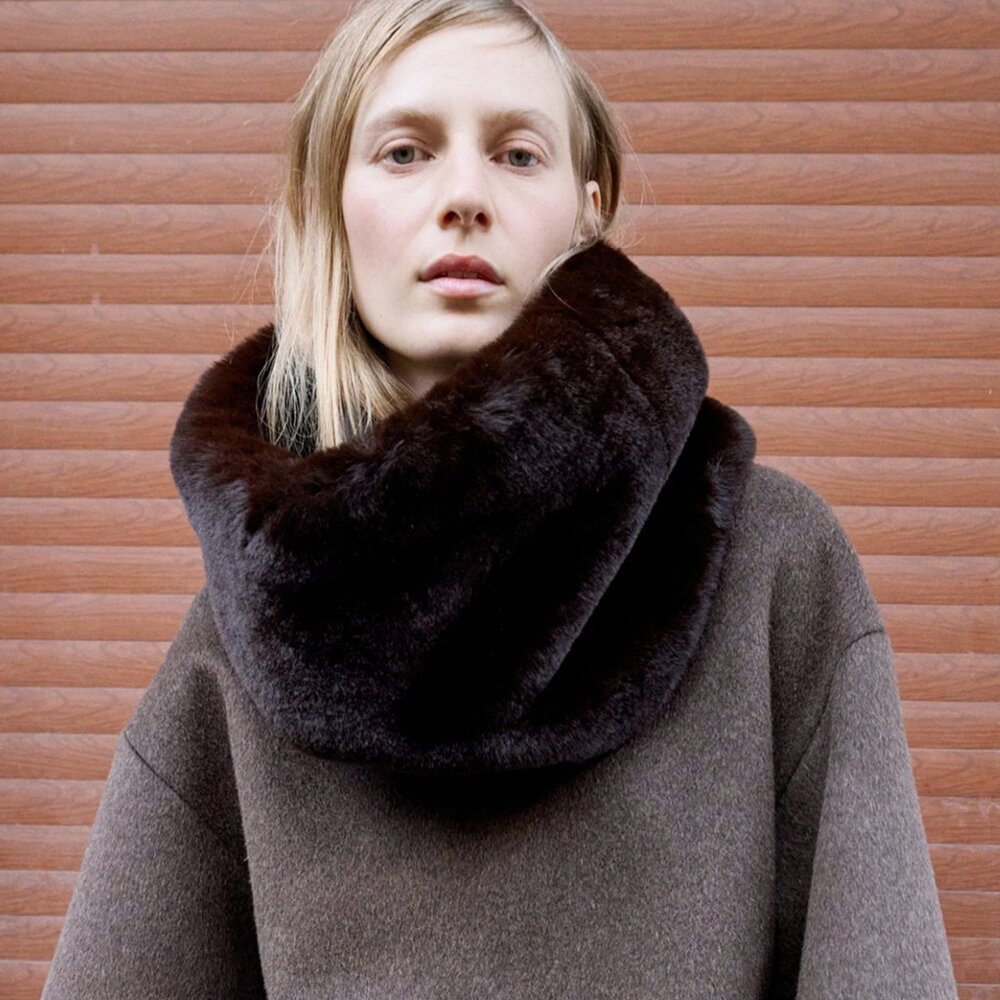 The Frankie Shop Ginevra Faux Fur Scarf - Brown, BNWT